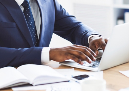 Lawyer using computer